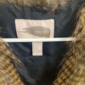 Forever 21 Brown Faux Fur Trim Vest